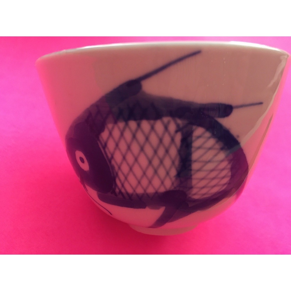 4 Vintage Koi Fish, Chinese Hand Painted Blue & White Tea Cup